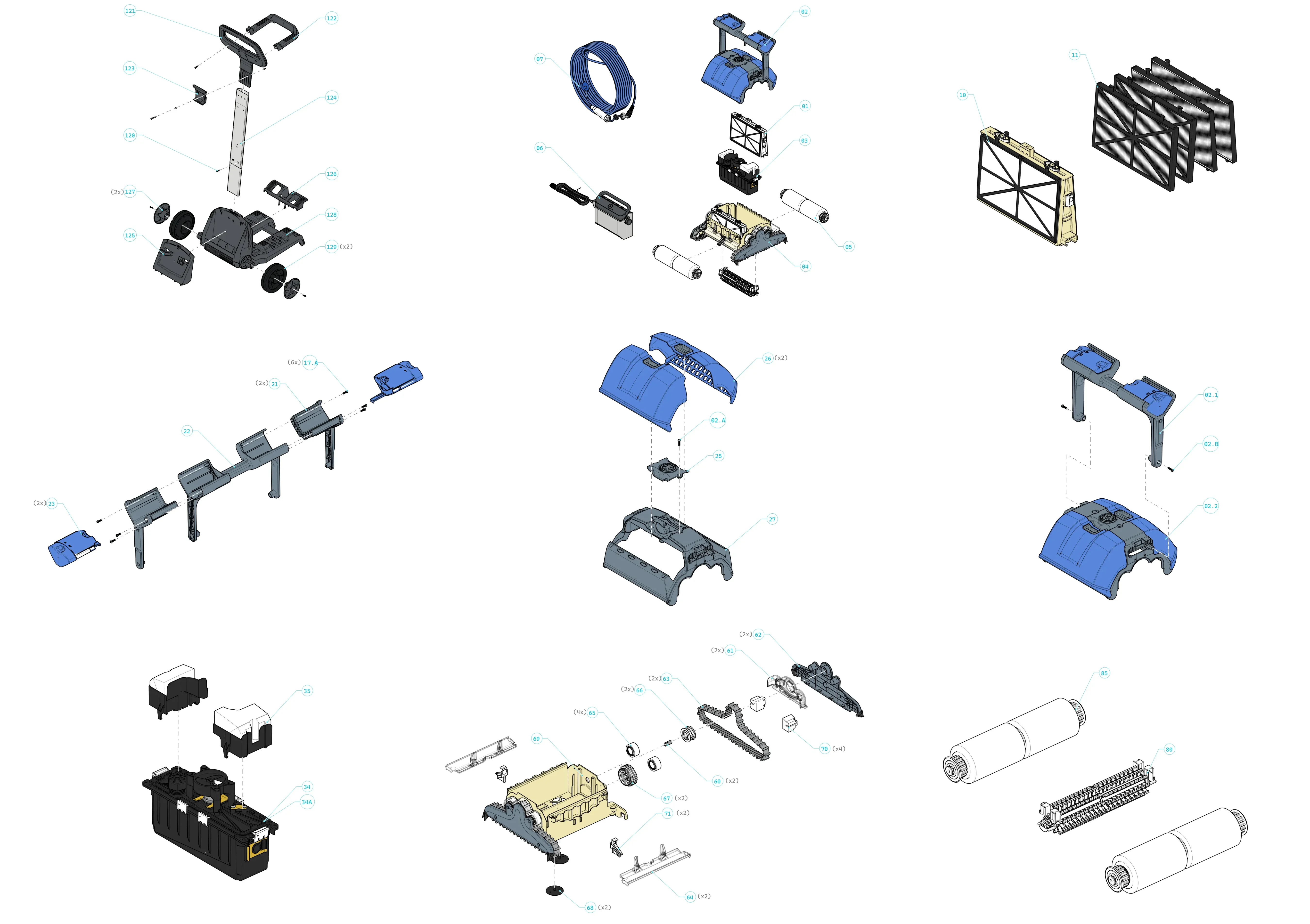 Dolphin M400 IoT complete cleaner exploded diagram