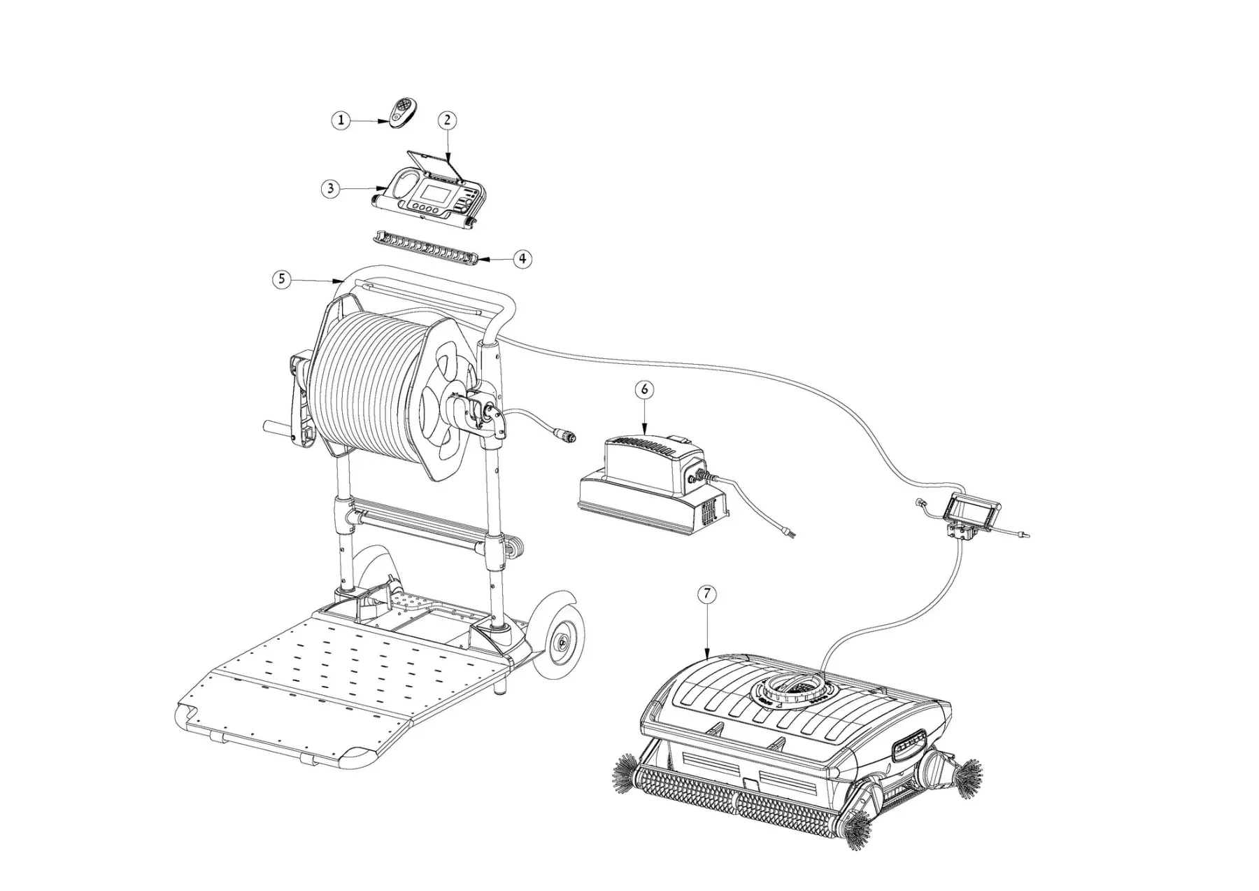 Dolphin Wave 300XL 50m Cable complete cleaner exploded diagram