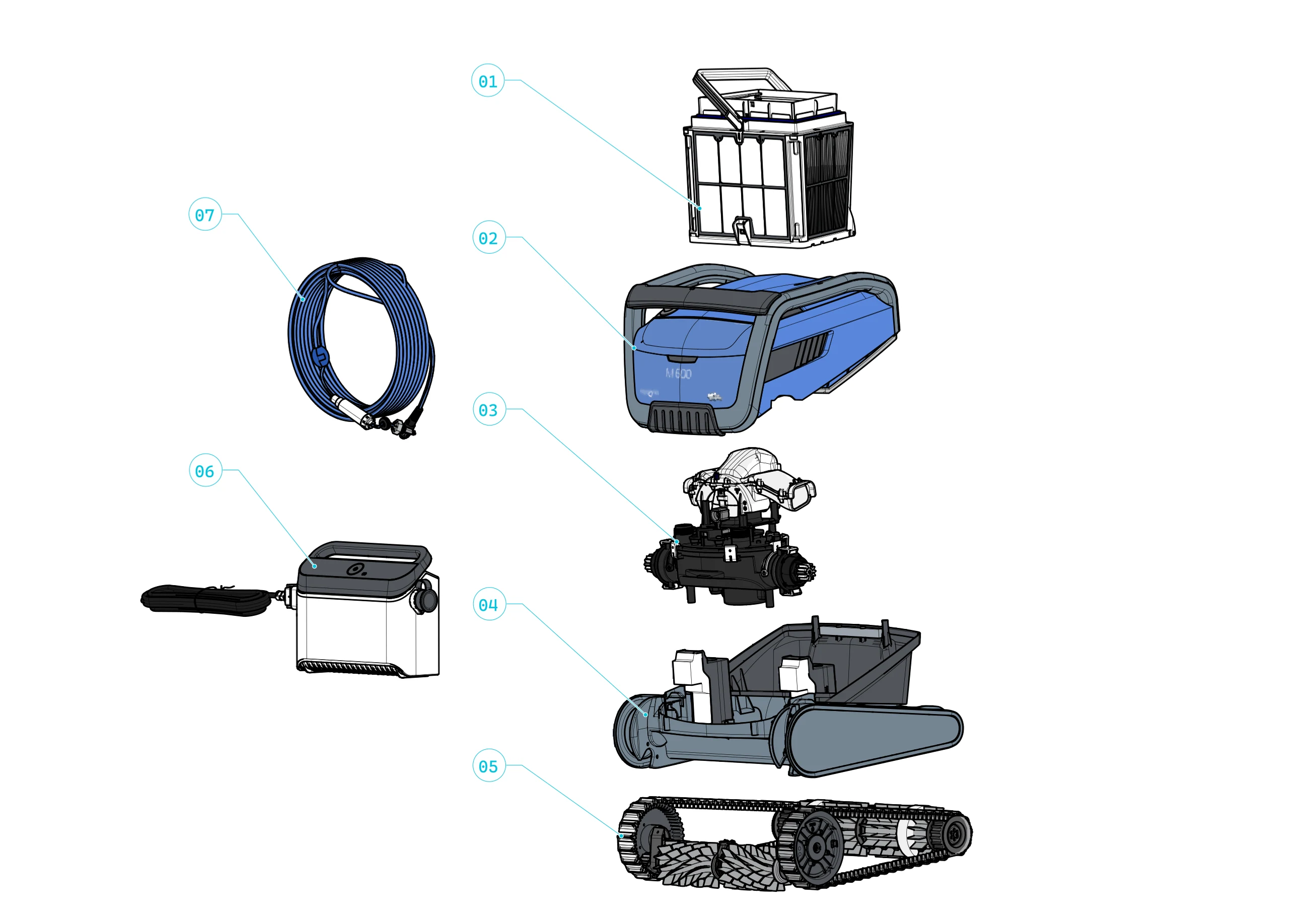 Dolphin M600 complete cleaner exploded diagram