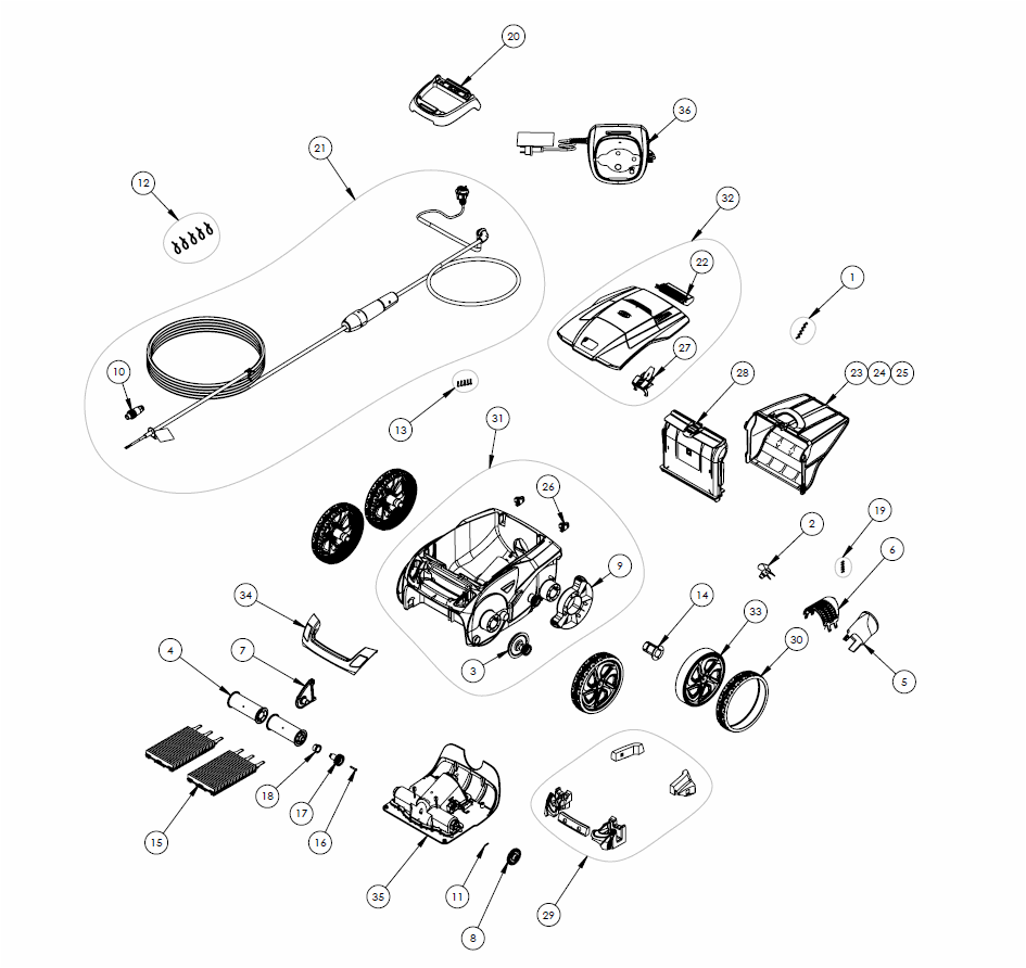 Zodiac EX4000 robotic cleaner or manufacturer parts diagram