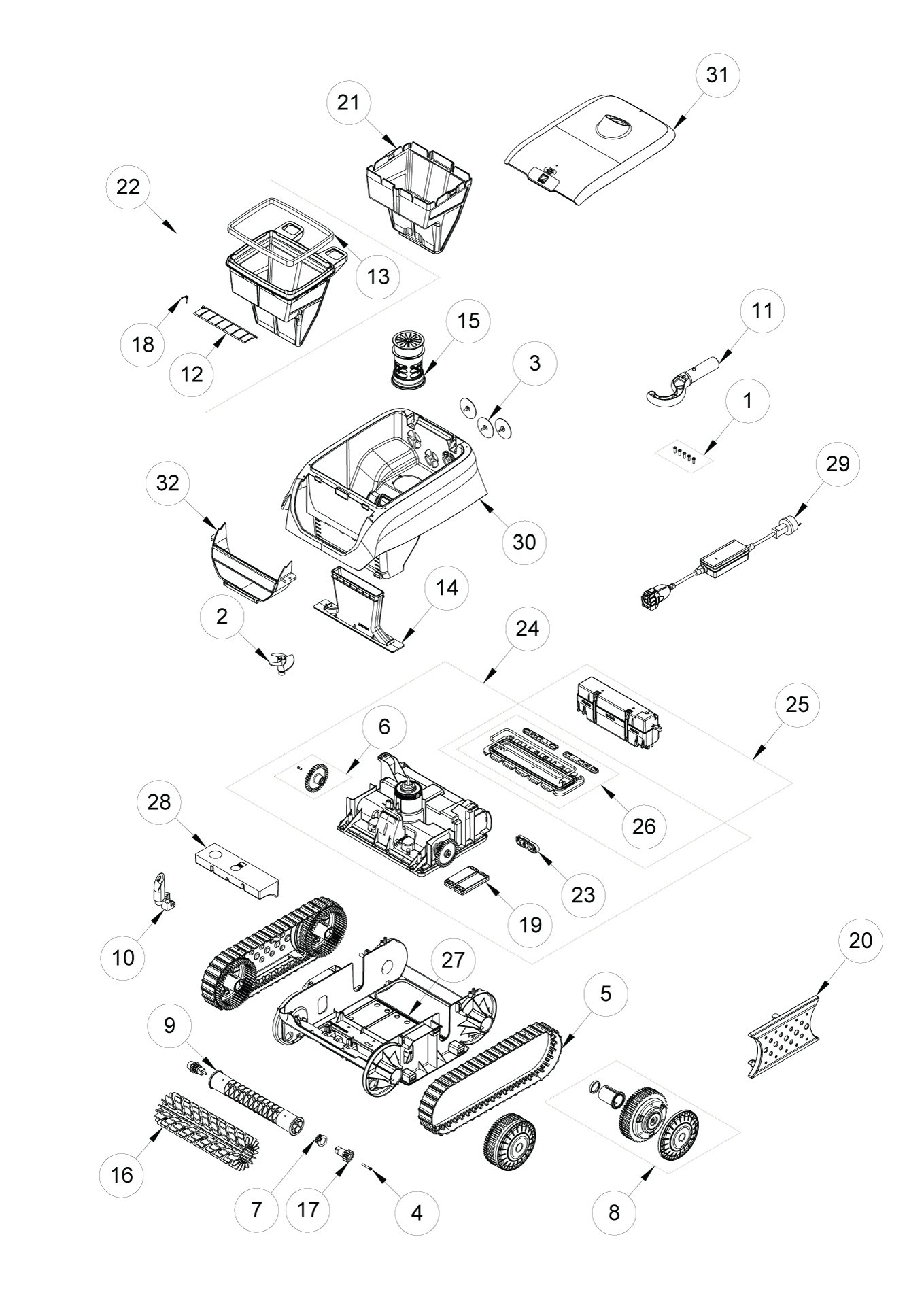 Zodiac FR800 exploded parts diagram
