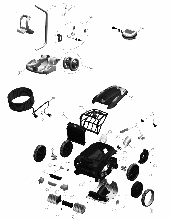 Zodiac V4 4WD exploded parts diagram